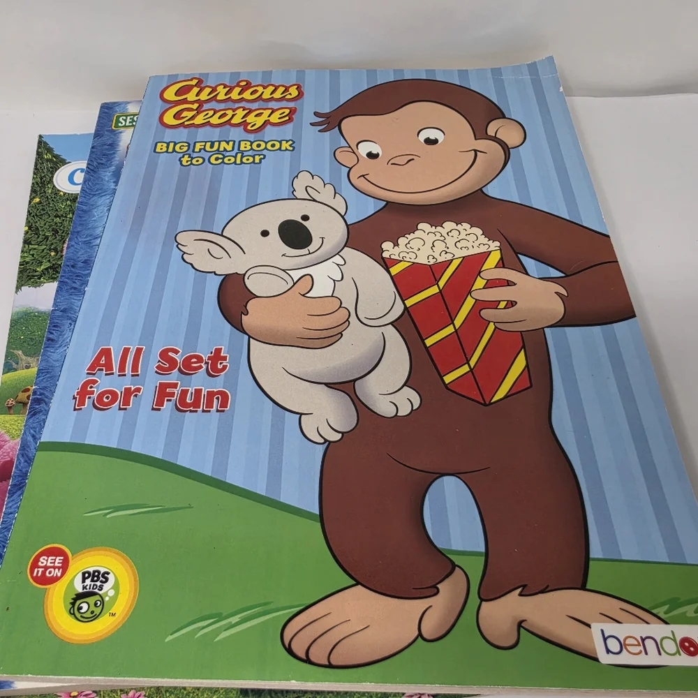 Coloring Books Curious George Care Bears Lot of 3